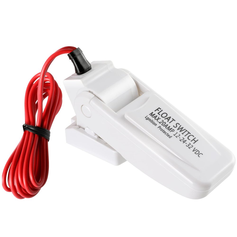 Bilge Float Switch, Huazu Automatic Bilge Pump Float Switch Rule Float Switch DC 12V 24V 32V for Boats Ignition Protected Mercury Free White