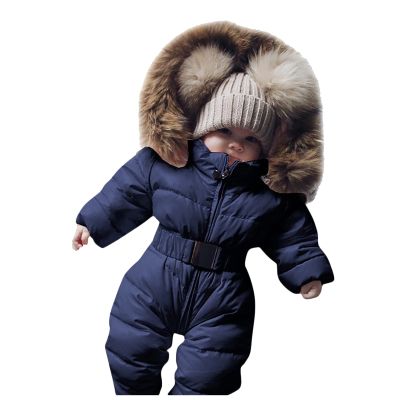 Outerwear Romper Coat Warm Infant Baby Jacket Snowsuit Girls Hooded Jumpsuit Girls Snow for Kids (Navy, 9-12 Months)