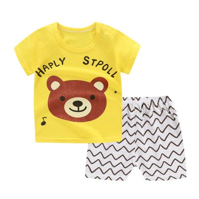 Infant Clothes SetPrint ShortsClothes Set Sports Attire for Boys (Yellow, 2-3 Years)