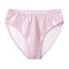 Daenrui Men's Sissy Shiny Metallic Elastic Pouch Briefs Cheeky Panties Low Rise Underwear Underpants Pink 4X-Large view 3