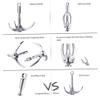 CurcKua Grappling Hook, Stainless Steel Folding Grappling Hook Rock Climbing Claw Survival Tool Equipment for Outdoor Climbing Hiking view 4