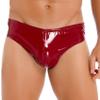 Daenrui Men's Sissy Shiny Metallic Elastic Pouch Briefs Cheeky Panties Low Rise Underwear Underpants Red Medium view 1