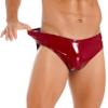 Daenrui Men's Sissy Shiny Metallic Elastic Pouch Briefs Cheeky Panties Low Rise Underwear Underpants Red Medium view 2