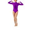 ODIZLI Women Shiny Metallic Ballet Dance Leotard Long Sleeve Mock Neck Bodysuit Gymnastic Training Dancewear Top Dress Costume Holographic Bodysuit Silver Jumpsuit Purple 2XL view 4