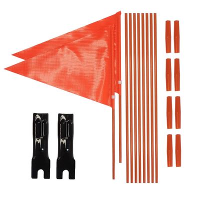 Bike Safety Flag with Pole 2 Sets, 6-Foot Adjustable Height Sturdy Fiberglass Tear-Resistant Waterproof Orange Safety Flag (Orange and Red)