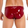 Daenrui Men's Sissy Shiny Metallic Elastic Pouch Briefs Cheeky Panties Low Rise Underwear Underpants Red 4X-Large view 3
