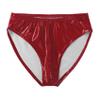 Daenrui Men's Sissy Shiny Metallic Elastic Pouch Briefs Cheeky Panties Low Rise Underwear Underpants Red 4X-Large view 4