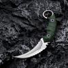 OOULORE Fixed Blade Knife, D2 Steel Blade, G10 Handle, Tactical EDC, Double Edged, Claw Knife, Utility for Outdoor Survival, Hiking, Camping with Kydex Sheath OK1212 (Green/Silver) view 4