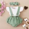 Girls Baby Romper+Dot Letter Print Ruffles Bodysuit Shorts Outfits Girls Outfits&Set Girls with No Clothes (White, 80) view 2