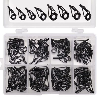 80pcs/Box Fishing Rod Tip Repair Kit, Saltwater Fishing Rod Tips Replacment Kit, Stainless Steel Fishing Rod Repair Kit Pole Tips Ceramic Ring Guides