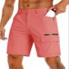 MAGCOMSEN Men's Pink 9" Hiking Cargo Shorts, 5 Pockets, Quick Dry, Lightweight, Waterproof, 30 view 1