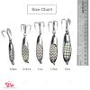 10pcs 5-Size Fish WOW! Fishing Kast Spoon with a Treble Hook 1/2oz, 3/4oz, 1oz, 1-1/2oz, 2oz Fish Chrome Jig Bait Lures Holographic Laser Silver Tape Kast Master Style Champ Spoons view 2