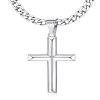 MILACOLATO 925 Sterling Silver Cross Necklace for Men Women - 5mm Durable 316L Stainless Steel Cuban Link Curb Chain with Beveled Edge Cross Pendant, Silver Crucifix Necklaces Jewelry, 20" Christian Baptism Gift view 1