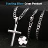 MILACOLATO 925 Sterling Silver Cross Necklace for Men Women - 5mm Durable 316L Stainless Steel Cuban Link Curb Chain with Beveled Edge Cross Pendant, Silver Crucifix Necklaces Jewelry, 20" Christian Baptism Gift view 3