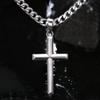 MILACOLATO 925 Sterling Silver Cross Necklace for Men Women - 5mm Durable 316L Stainless Steel Cuban Link Curb Chain with Beveled Edge Cross Pendant, Silver Crucifix Necklaces Jewelry, 20" Christian Baptism Gift view 4