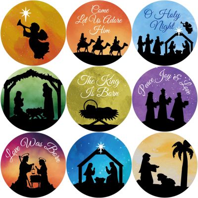 Ceiba Tree Nativity Stickers for Kids Christmas Silhouette Style Roll Religious Bible Story Decorations 500Pcs Silhouette