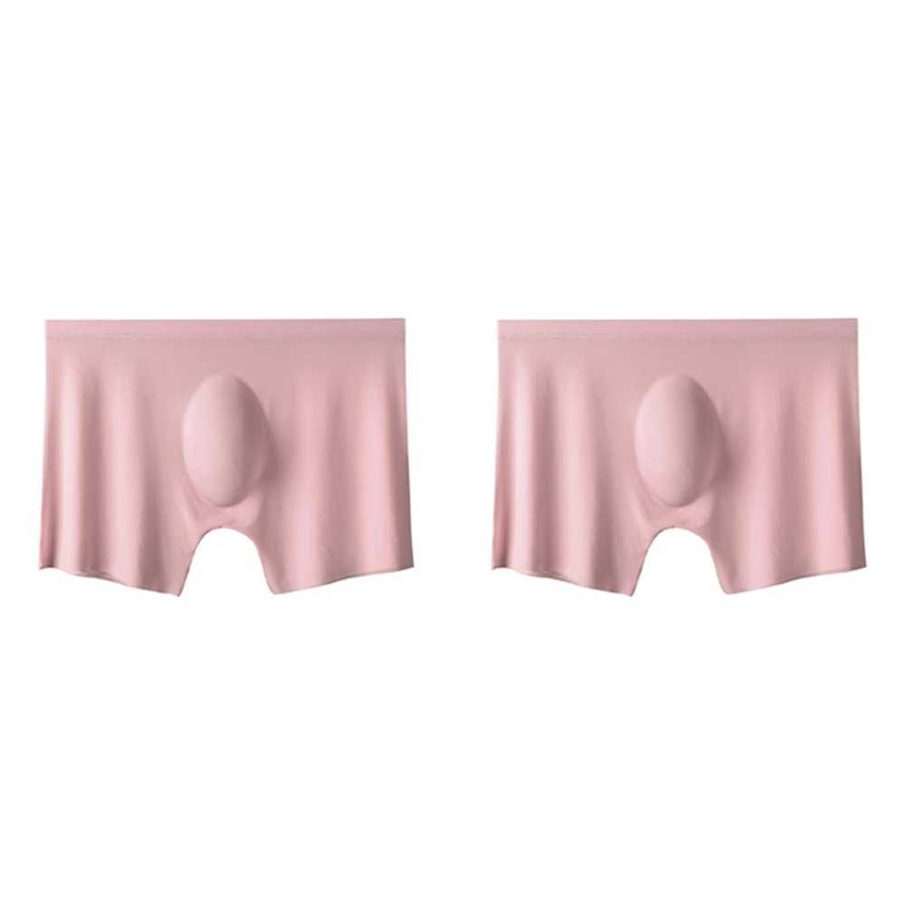 2Pcs Men Panties Mens Ice Silk Seamless Underwear Ultra-Thin Breathable Boxer Shorts for Male Underpants Boxershorts,Pink,3XL