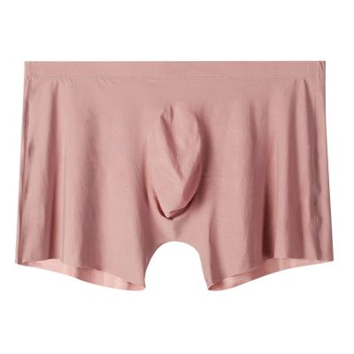 2Pcs Men Panties Mens Ice Silk Seamless Underwear Ultra-Thin Breathable Boxer Shorts for Male Underpants Boxershorts,Bean Paste,XXL