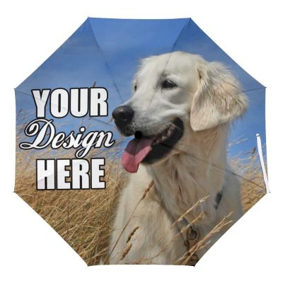 JCETUNO Personalized Travel Umbrella Photo Or Text Image DIY Custom Sun/Rain All Wheather Windproof Auto Folding Foldable Umbrella