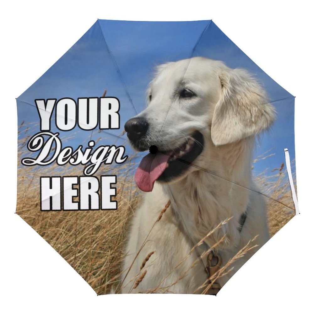 JCETUNO Personalized Travel Umbrella Photo Or Text Image DIY Custom Sun/Rain All Wheather Windproof Auto Folding Foldable Umbrella