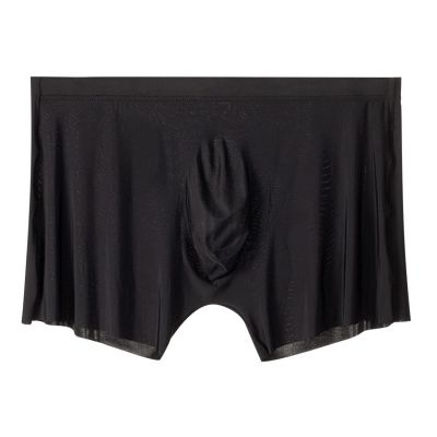 2Pcs Men Panties Mens Ice Silk Seamless Underwear Ultra-Thin Breathable Boxer Shorts for Male Underpants Boxershorts,Black,XXL