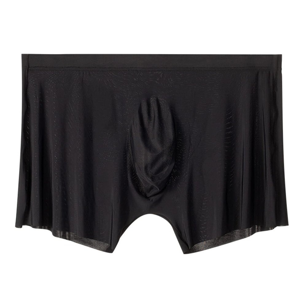 2Pcs Men Panties Mens Ice Silk Seamless Underwear Ultra-Thin Breathable Boxer Shorts for Male Underpants Boxershorts,Black,XXL
