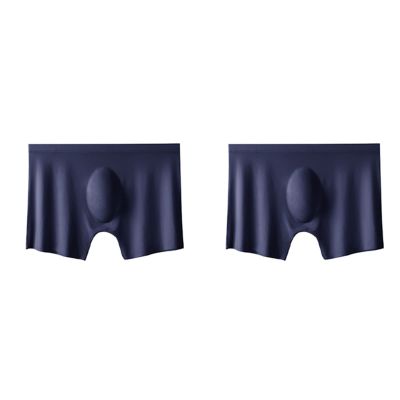 2Pcs Men Panties Mens Ice Silk Seamless Underwear Ultra-Thin Breathable Boxer Shorts for Male Underpants Boxershorts,Dark Blue,3XL