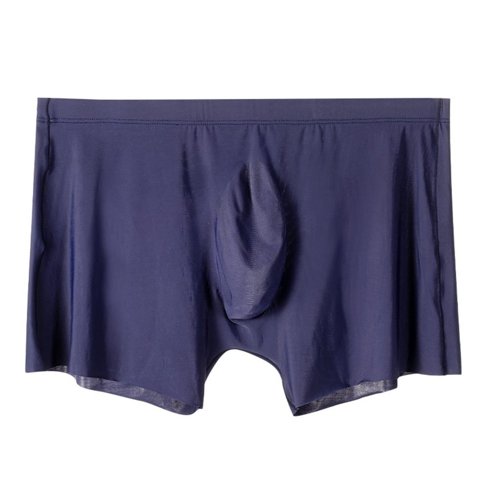 2Pcs Men Panties Mens Ice Silk Seamless Underwear Ultra-Thin Breathable Boxer Shorts for Male Underpants Boxershorts,Dark Blue,L