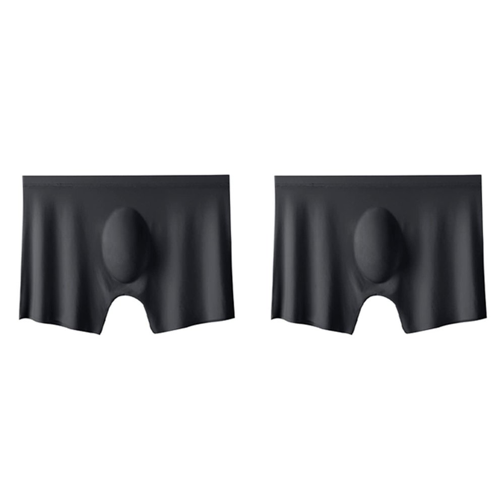 2Pcs Men Panties Mens Ice Silk Seamless Underwear Ultra-Thin Breathable Boxer Shorts for Male Underpants Boxershorts,Black,3XL