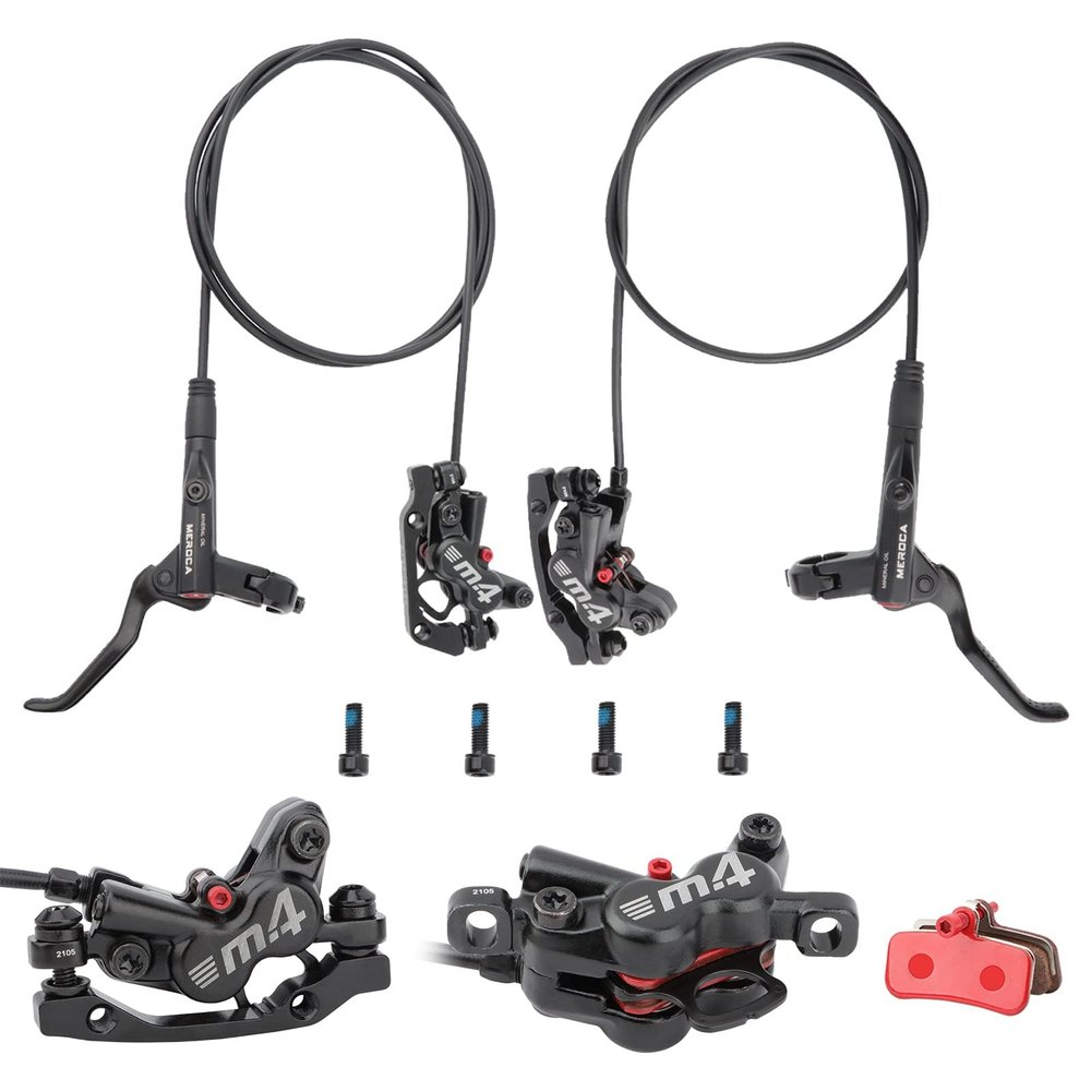 MEROCA M4 4-Piston Mountain Bike Hydraulic Disc Brakes Left Front 800mm Right Rear 1400mm Hydraulic Brake Ebike Hydraulic Brakes Bike Disc Brake