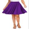 EXCHIC Women's Casual Stretchy Flared Mini Skater Skirt Basic A-Line Pleated Midi Skirt (L, Deep Purple) view 1