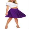 EXCHIC Women's Casual Stretchy Flared Mini Skater Skirt Basic A-Line Pleated Midi Skirt (L, Deep Purple) view 2