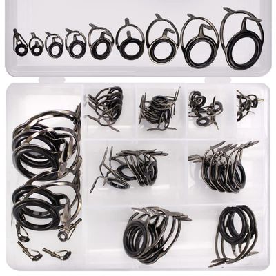 45pcs/Box Fishing Rod Repair Kit, Rod Tips and Guides Replacement, Ceramic Guide Ring Fishing Pole Tip Fishing Rod Eyes Guides