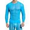 Men's Mesh See-Through Fishnet Shirt Men Party Perform Streetwear Tops Fitness Riding Sexy Long Sleeve Nightclub Wear Shirts Gray Pants M view 2
