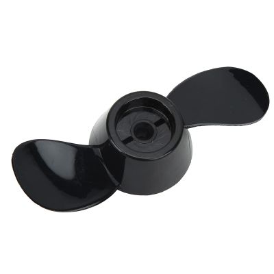 Alomejor 2-Blade Plastic Propeller for 12V and 24V Engines, Black, 5.7in Length, Easy Install, for 18lbs Outboard, Shallow Water Use