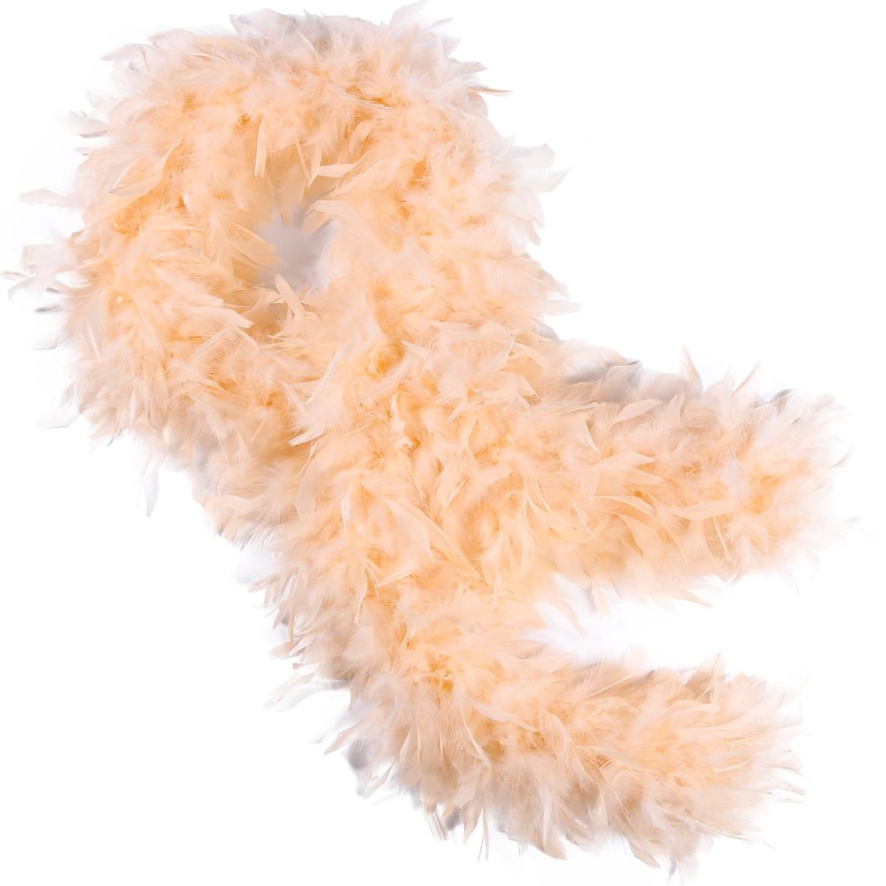 THARAHT Champagne Chandelle Turkey Feather Boa 2 Yards 60g for DIY Craft Home Dancing Wedding Party Halloween Costume Decoration Feather Boa