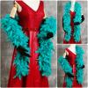 THARAHT Teal Chandelle Turkey Feather Boa 2 Yards 60g for DIY Craft Home Dancing Wedding Party Halloween Costume Decoration Feather Boa view 4