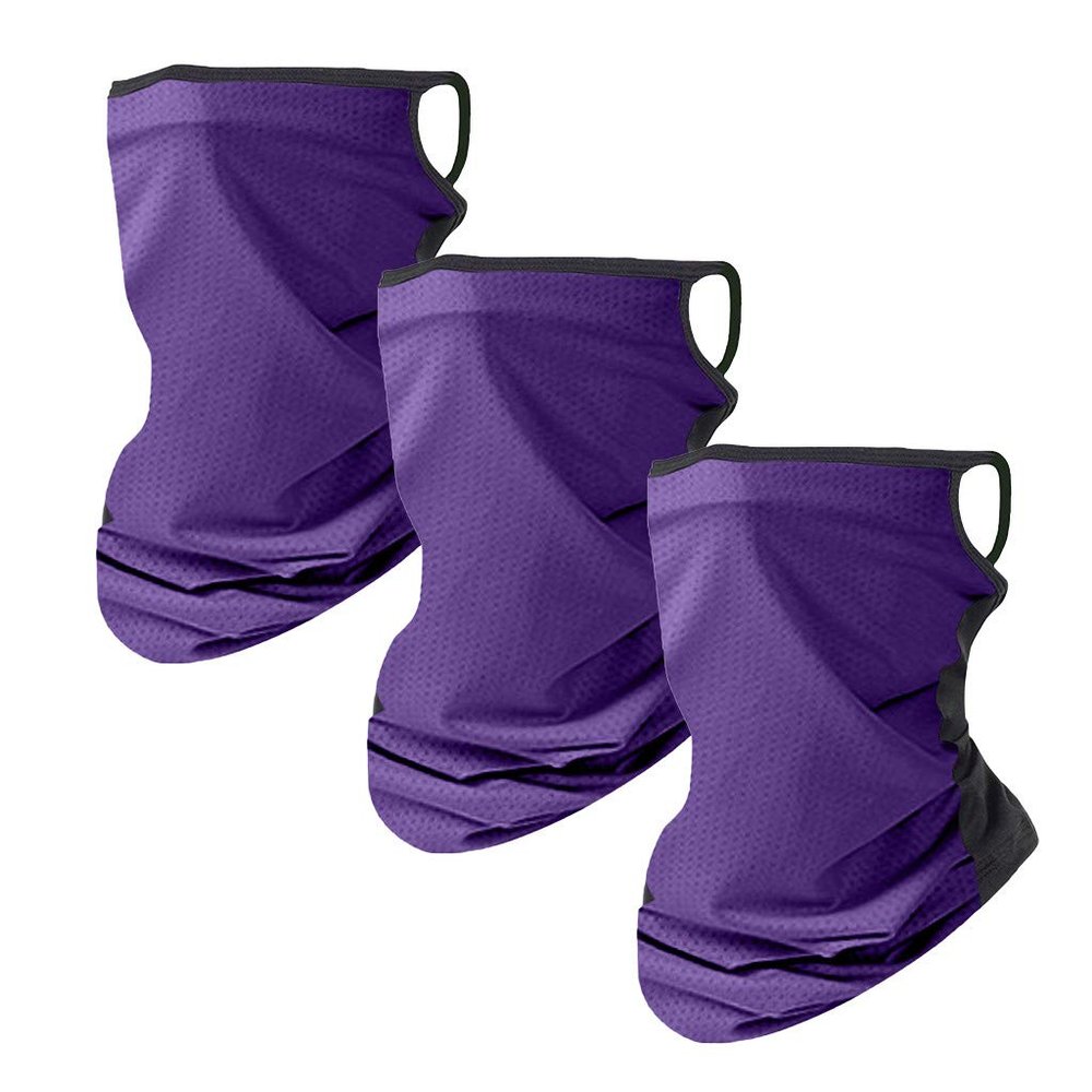 3PCS Unisex Rave Bandana Neck Gaiter Headwear for Women Men Face Scarf (Purple, One Size)
