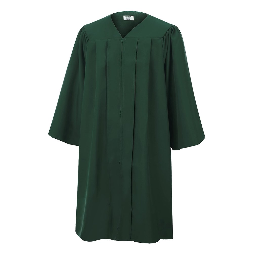 SAMDEEMI Unisex Adult Matte Graduation Gown Only, for High School, Bachelor, Choir Robes, Pulpit Robe, Pastor and Halloween, forest 45"