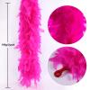THARAHT Hot pink Chandelle Turkey Feather Boa 2 Yards 60g for DIY Craft Home Dancing Wedding Party Halloween Costume Decoration Feather Boa view 3