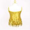 FEESHOW Kids Girls Shiny Latin Salsa Tassel Hem Dance Dress Sequins Leotards Fringe Tassel Performance Costume Gold 12 Years view 3