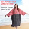 MUTAO Color Blocking Surf Poncho Changing Towel,3/4 Sleeve Changing Robe with Hood for Surfing Swimming Water Sports (Pink+grey) view 2
