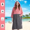 MUTAO Color Blocking Surf Poncho Changing Towel,3/4 Sleeve Changing Robe with Hood for Surfing Swimming Water Sports (Pink+grey) view 4