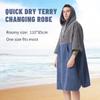 MUTAO Color Blocking Surf Poncho Changing Towel,3/4 Sleeve Changing Robe with Hood for Surfing Swimming Water Sports(Grey+Navy) view 2