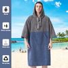 MUTAO Color Blocking Surf Poncho Changing Towel,3/4 Sleeve Changing Robe with Hood for Surfing Swimming Water Sports(Grey+Navy) view 4