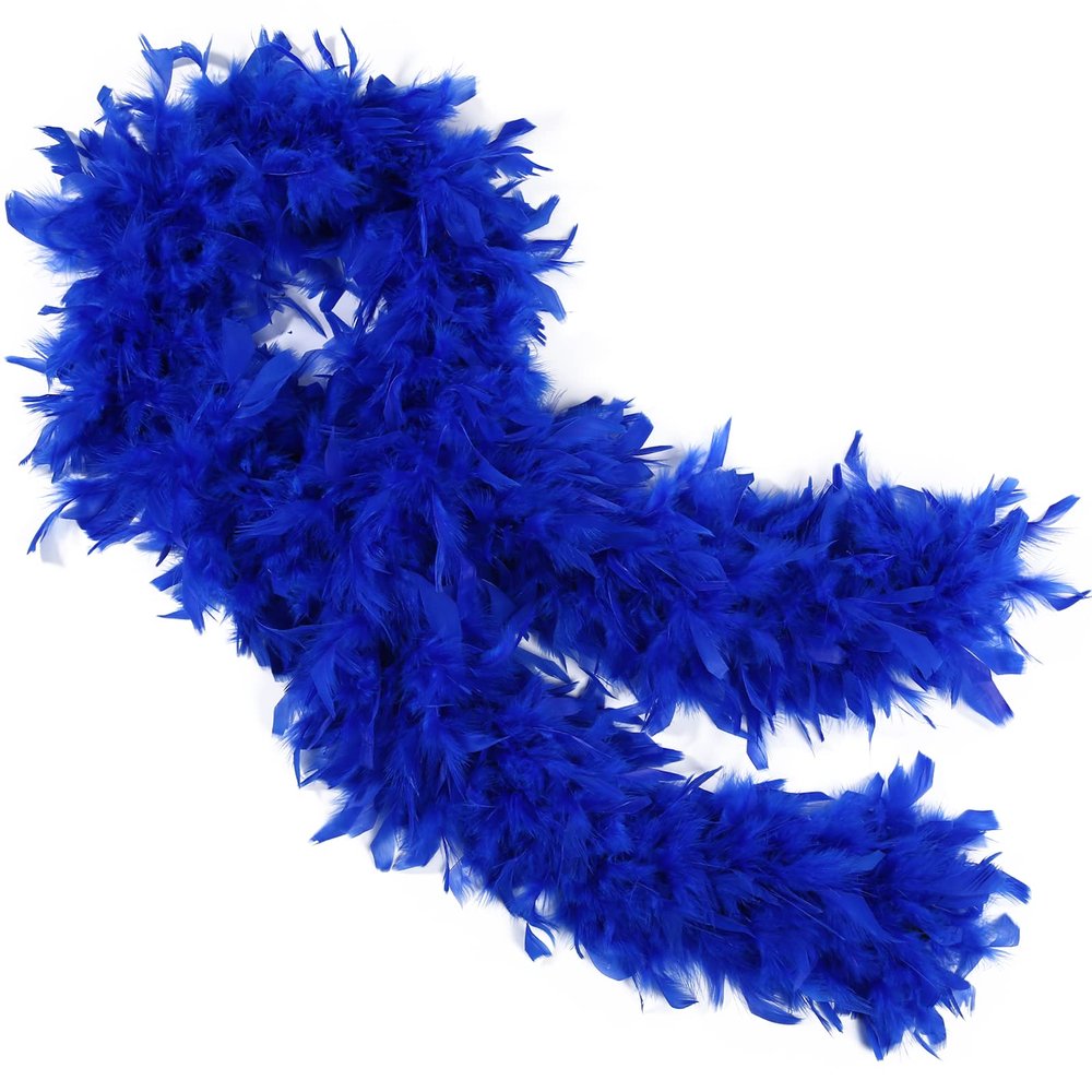 THARAHT Blue Chandelle Turkey Feather Boa 2 Yards 60g for DIY Craft Home Dancing Wedding Party Halloween Costume Decoration Feather Boa