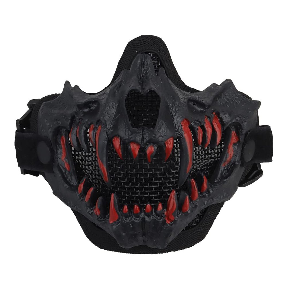 Yzpacc Airsoft Half Face Masks Tactical Face Protection Mesh Mask for Halloween Paintball CS Hunting
