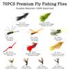 70pcs/Set Ultra-Thin Portable Nymph Scud Midge Flies Kit Assortment with Box Trout Fishing Fly Lures (70, 4/8/10/12/14#) view 4