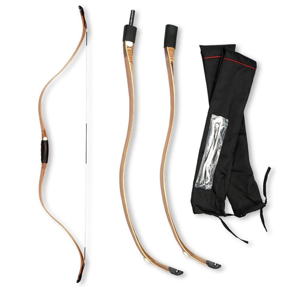 AF Archery Tatar Recurve Bow, Takedown Traditional Laminated Horse Bow for Mounted Archery and Precision Shooting, Longbow Left Right Hand(Oak, 45lbs)