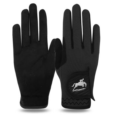 FINGER TEN Horse Riding Gloves Equestrian Women Kids for Girls Boys Mesh Breathable Lightweight Color Pack, Comfortable Grip for Summer (Women-Black, Medium)
